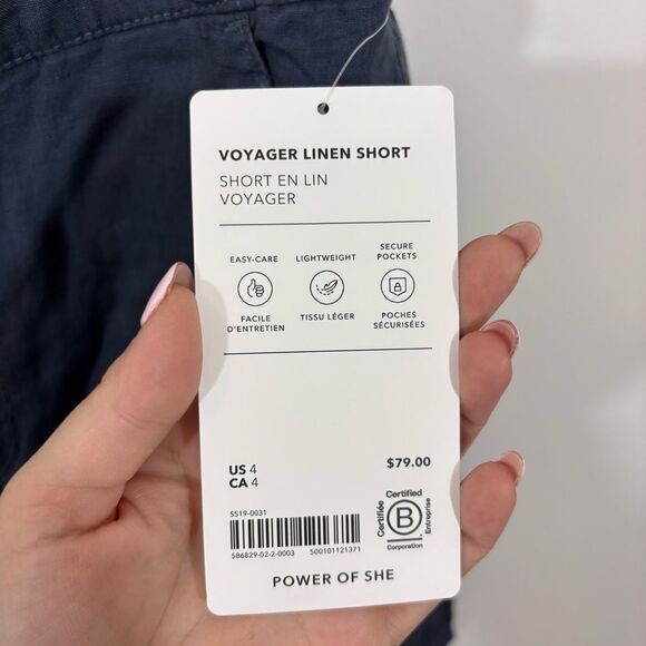 Athleta Voyager Linen Shorts NEW with tags Size 4 Granite Blue - Picture 10 of 15